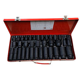 Набір ударних шестигранних головок довгих та коротких у металевому кейсі 1/2'  35 одиниць ZBTools (ZB-00061)