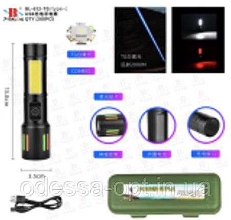 Фонарик ручний BL 612 WITH WARNING, фото 1