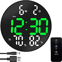 Годинник настінний DS-3813L 9958, чорний із зеленою підсвіткою