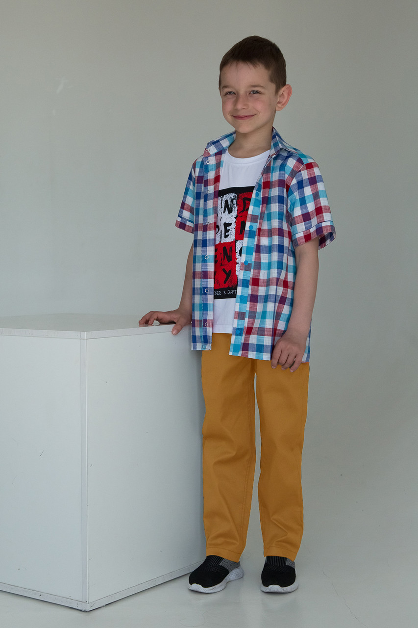 Штани для хлопчика на резинці гірчичні, SmileTime Fashion