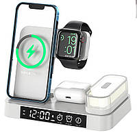 Бездротова зарядка стенд + нічник і годинник A37 4 in 1 DS