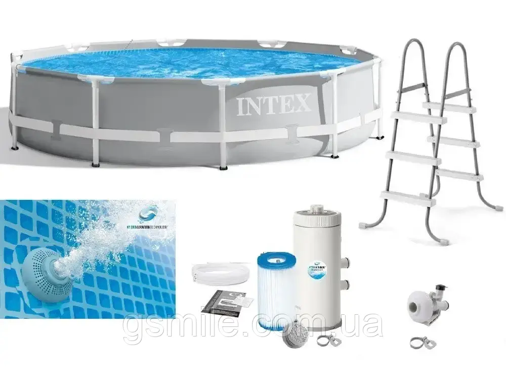 Басейн каркасний Intex 26706 розмір 305x99 см, об'єм 6148 л (Картриджний фільтр-насос, драбина)
