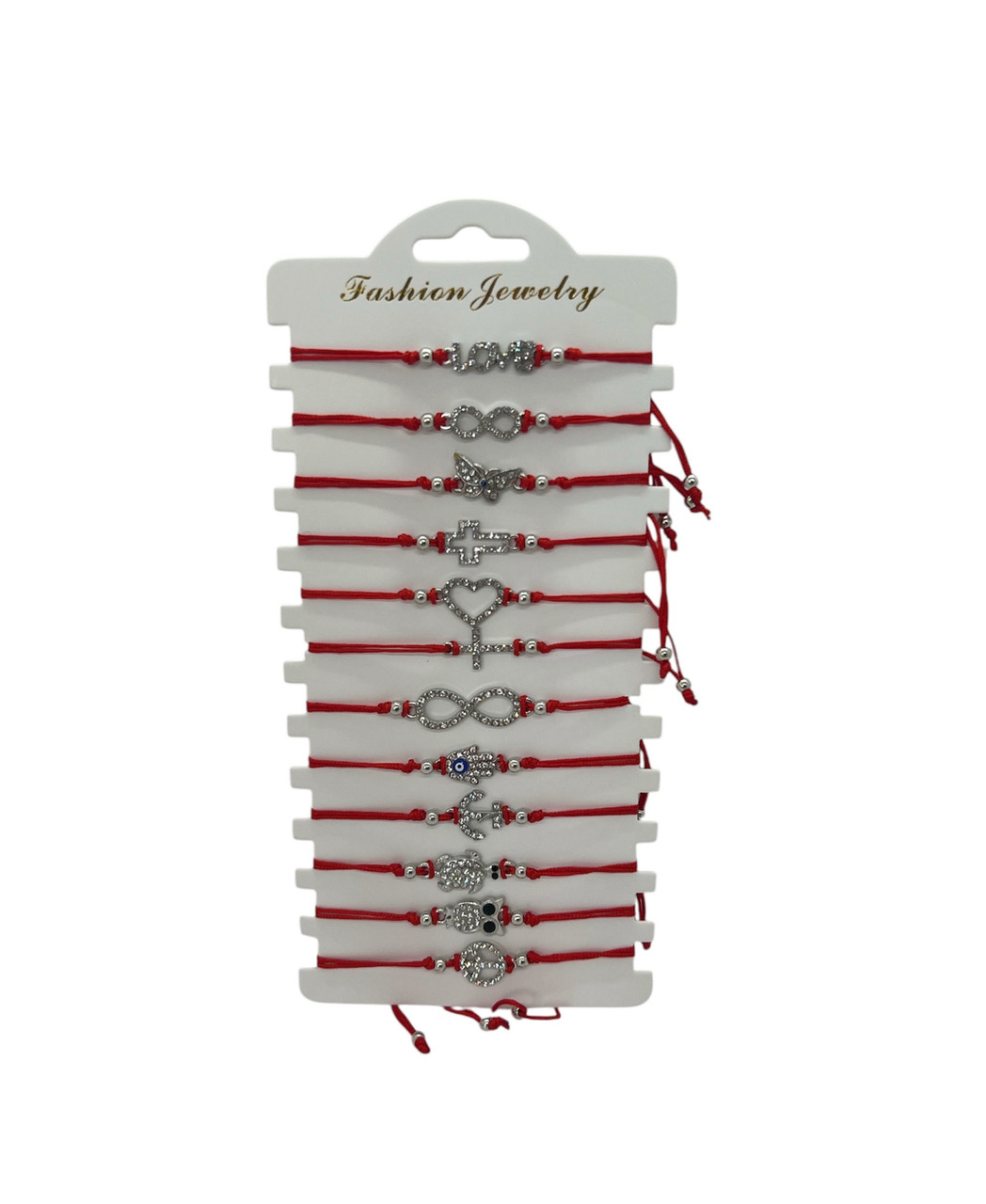 Браслет червона нитка тонка під срібло, фото 1