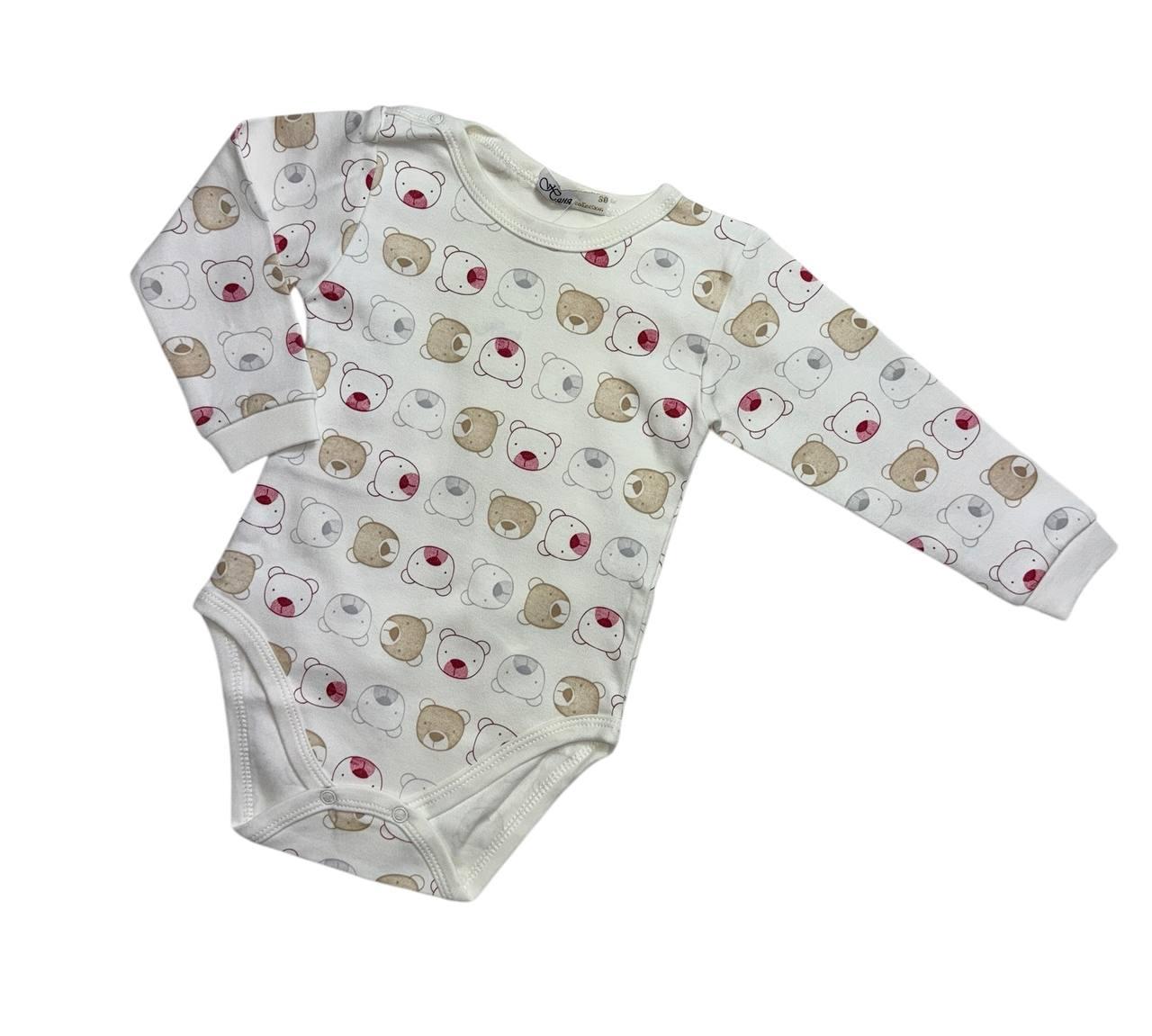 Боді 68, 74, 80 розміри із довгим рукавом, принт ведмедики, фото 1