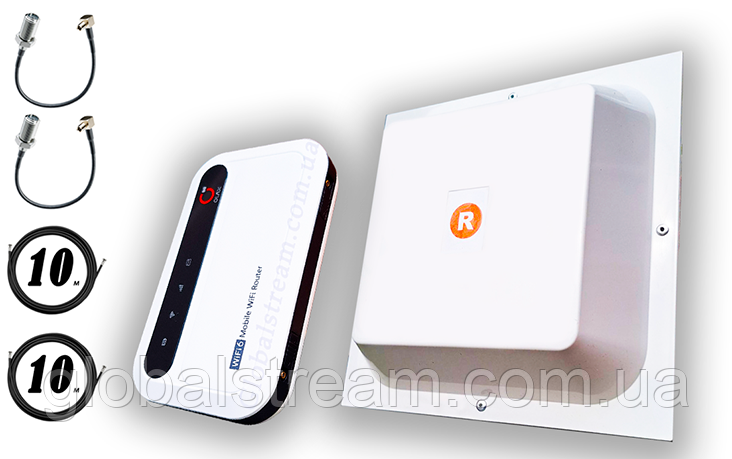 Повний комплект 4G Wi-Fi Роутер Olax MF985 з акумулятором 3000 mAh + MiMo антеною 2×17dbi (KS,VD,Life)