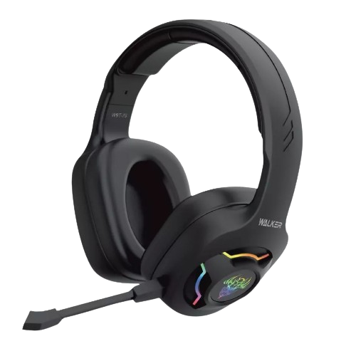 Навушники ігрові бездротові WALKER Big WBT-79 RGB з мікрофоном чорний, фото 1