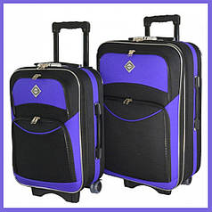 Валіза Чемодан дорожній на коліщатках набір 2 шт середній і великий Bonro Style чорно-фіолетовий тканина Cordura 600D