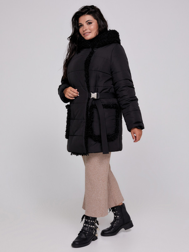 Стильна жіноча коротка зимова куртка з штучним хутром 'Озалія'', фото 1