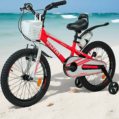 Помаранчевий велосипед велобайк 18" для дитини від 5 років Лісапед для прогулянок поїздок Колеса 2+2 М'яке сидіння