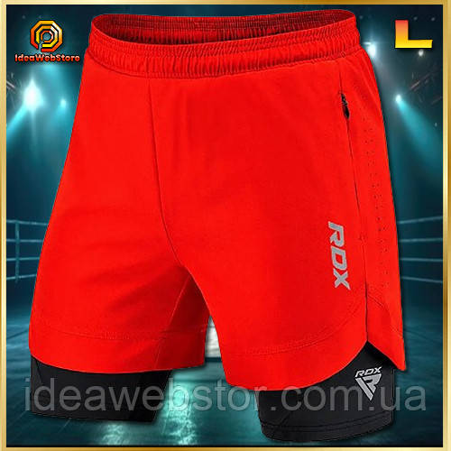 Компресійні шорти для змішаних єдиноборств червоні MMA RDX T16 RED розмір L
