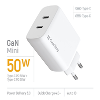 Зарядний пристрій мережевий Type-C/Type-C PD 50W білий GaN Mini ColorWay, фото 7