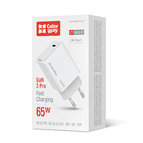 Зарядний пристрій мережевий Type-C PD 65W білий GaN Mini ColorWay, фото 5