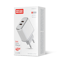 Зарядний пристрій мережевий Type-C/Type-C PD 40W білий ColorWay, фото 9