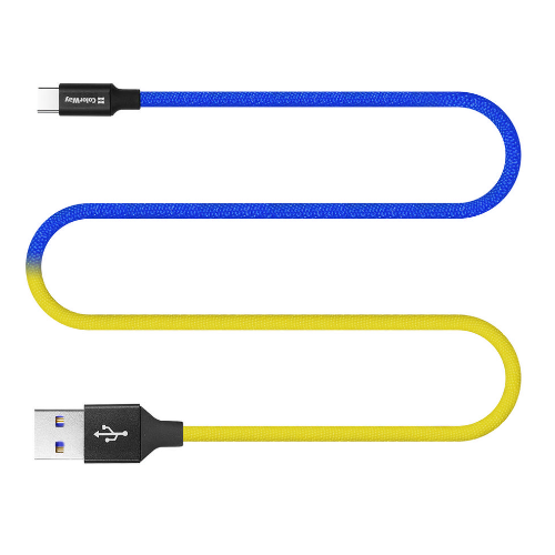 Кабель USB Type-C ColorWay CW-CBUC052-BLY 2,4A 1м синій/жовтий, фото 1