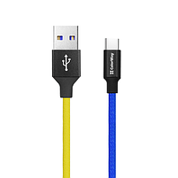 Кабель USB Type-C ColorWay CW-CBUC052-BLY 2,4A 1м синій/жовтий, фото 4