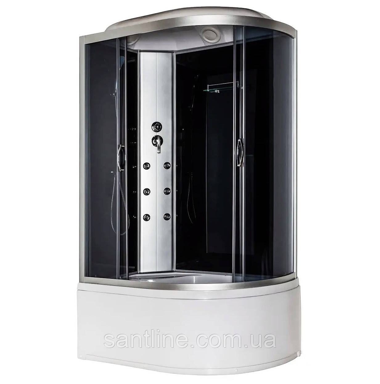 Гідробокс асиметричний 81 L RC 120х80 лівий гідромасажна кабіна Vivia на глибокому піддоні сіре скло, фото 1