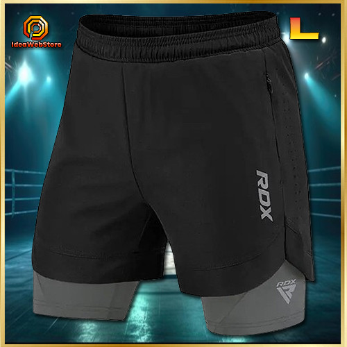 Компресійні шорти для змішаних єдиноборств чорні MMA RDX T16 BLACK/GREY розмір L