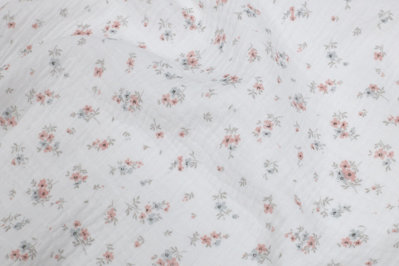 Муслін жатка Дрібні квіточки на білому 135 см