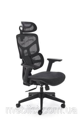 Чорне офісне крісло з регульованими підлокотніками, підголовником MACAR (Польша Halmar)