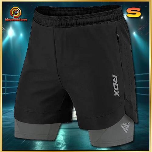 Компресійні шорти для боїв чорні MMA RDX T16 BLACK/GREY розмір S