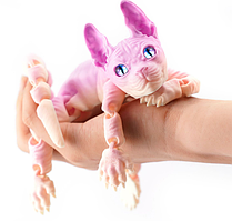 Рухома іграшка антистрес Кіт сфінкс Рожевий з бежевим  3D-друк фігурка 21 см