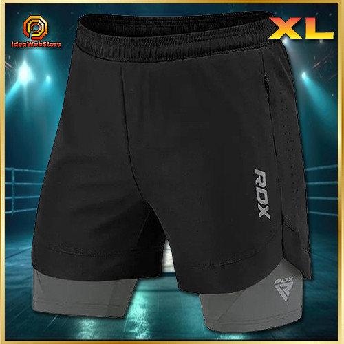 Компресійні спортивні шорти для єдиноборств чорні MMA RDX T16 BLACK/GREY розмір XL