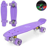 Скейт Пенні Борд (Penny Board) з світяться колесами 22 дюйма фіолетовий