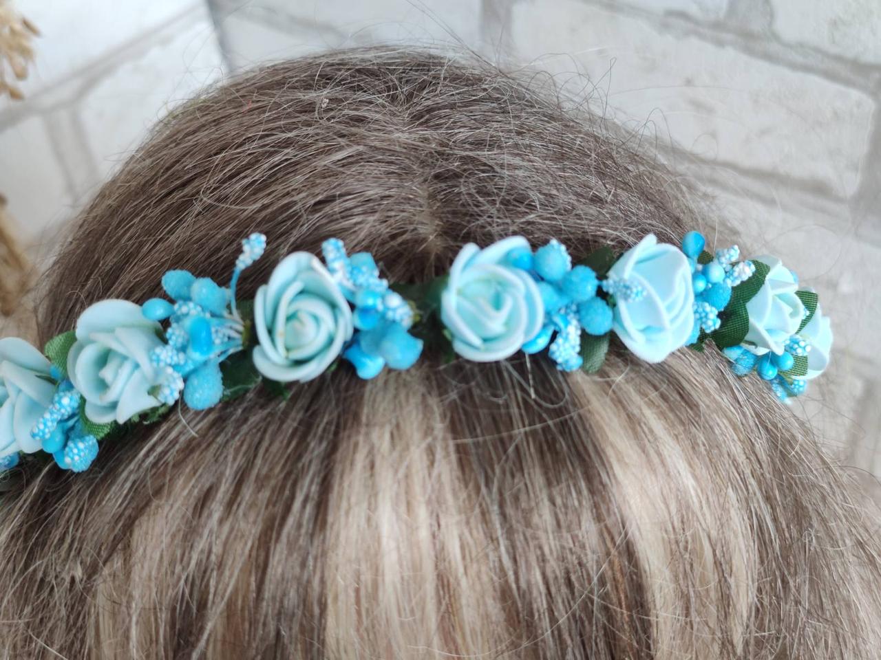 Квітковий обруч "Ніжність", прикраса на голову, віночок український для фотосесій, фото 1