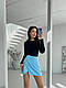 Стильная женская короткая юбка шорты костюмка SM ML голубой барби молоко лимон малина черный - фото 2 - id-p2547694776