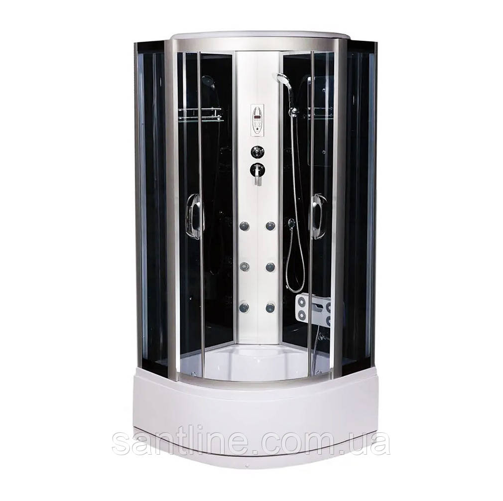 Гідромасажний бокс 266 RC 100х100х215 з електронікою душовий бокс Vivia глибокий піддон розсувні двері, фото 1
