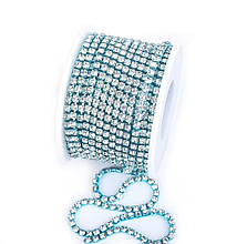 (1м) Стразовий ланцюг SS6 (2мм) прозора у блакитній оправі