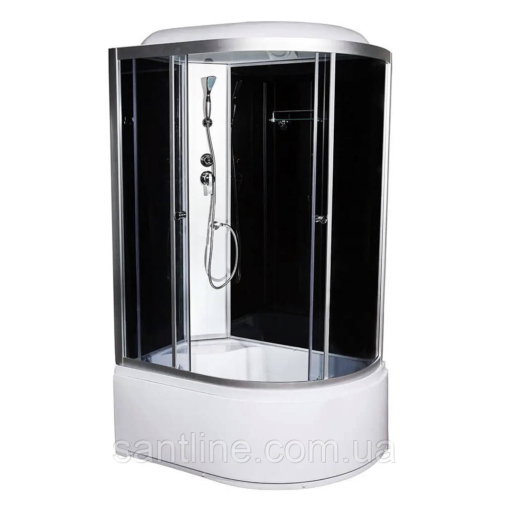 Гідробокс асиметричний 81 BF L RC 120х80 лівий душовий бокс Vivia на глибокому піддоні чорне скло, фото 1