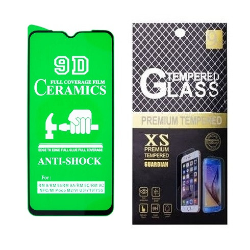 Протиударна захисна плівка Ceramics 9D для Xiaomi Poco C3 / C50 / C51 з чорною рамкою. глянцева