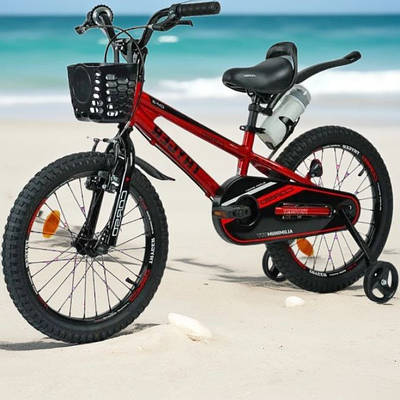 Червоний велотранспорт лисапед 18" для дитини від 5 років Прогулянковий велосипед для тренування балансу +2 колеса