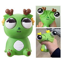 Антистресс сквиш дракончик игрушка с выпученными глазами пучеглаз 11 см Стич дракон зеленый