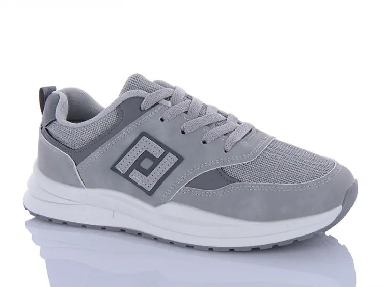 Кросівки жіночі Swin текстильні демісезонні на шнурках сірі