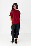 Однотонна базова футболка — бордо-колір, M (є розміри), фото 3