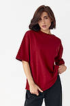 Однотонна базова футболка — бордо-колір, M (є розміри), фото 5