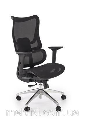 Чорне офісне крісло з регульованими підлокотніками, підголовником CASPER (Польша Halmar)