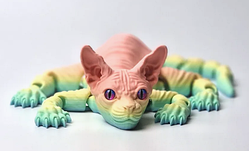 Рухома іграшка антистрес Кіт сфінкс різнокольоровий ніжний 3D-друк фігурка 21 см