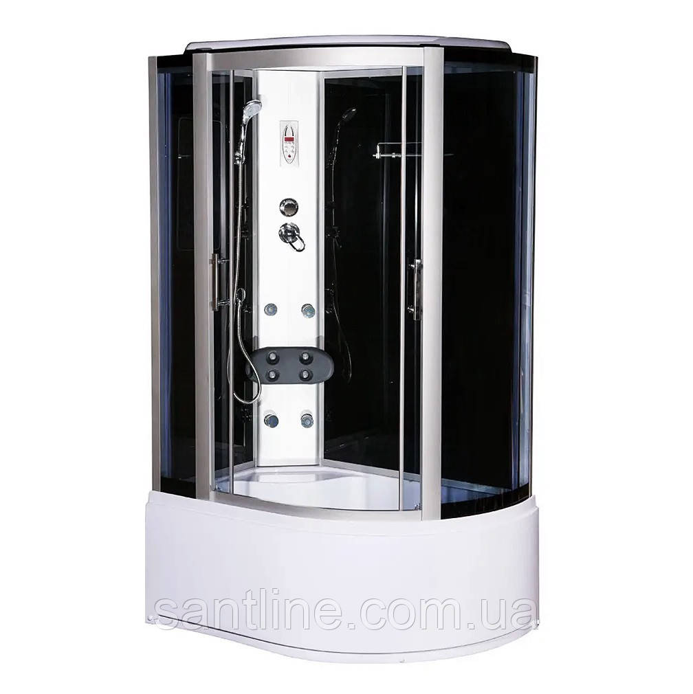 Гідробокс асиметричний 167 L RC 120х80 з електронікою лівий гідромасажна кабіна Vivia на глибокому піддоні, фото 1