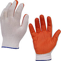 Рукавички перчатки робочі будівельні захисні стрейчеві з латексним покриттям Помаранчевий