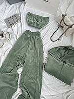 Жіночий прогулянковий костюм трійка: кофта топ і штани з велюру 42-44, 46-48