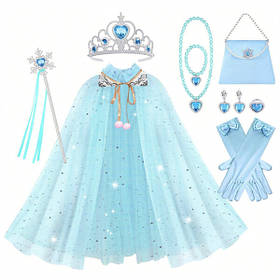 Набір прикрас Ельза 9в1 накидка рукавички діадема чарівна паличка сумочка і аксесуари (60720)