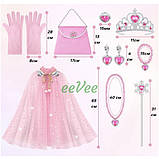 Набір прикрас принцеса 9в1 накидка рукавички діадема чарівна паличка аксесуари Рожевий (60721), фото 2