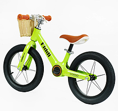 Біговел CORSO 14" LT-14127 KIDDI магнієва рама колеса гумові надувні кошик салатовий