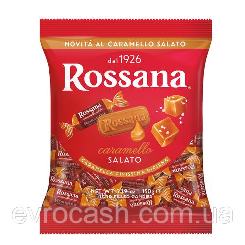 Льодяники Rossana Солона карамель 150 г 24 шт ящик, фото 1