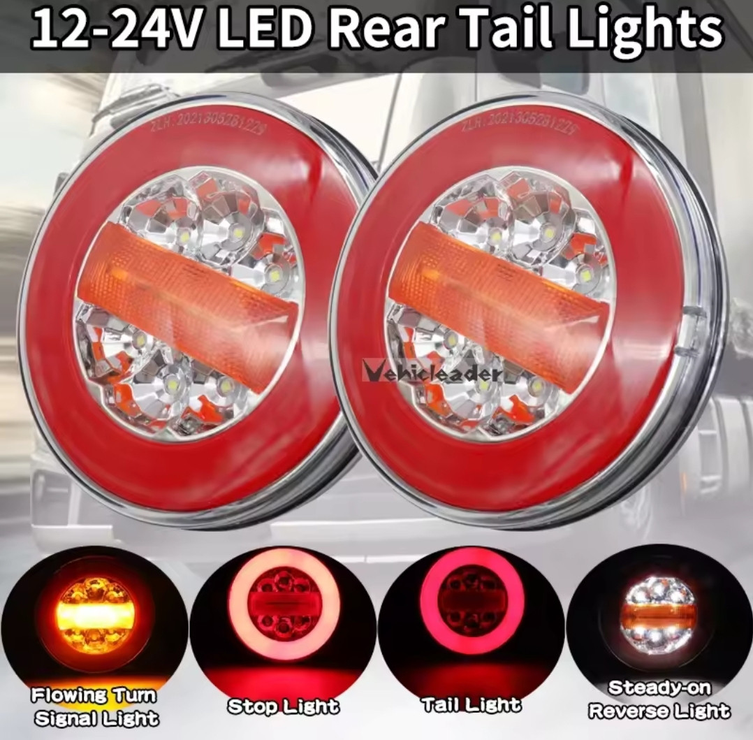 Ліхтар на причіп світлодіодний led задній 12v, 24v 2 шт.
стоп габарит поворот D 143mm, фото 1