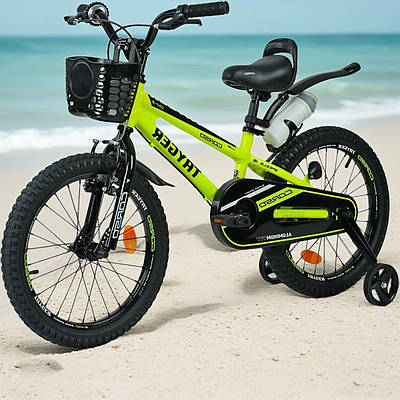 Лаймовий двоколісний велотранспорт лисапед 18" дитині від 5 років Велосипед для прогулянок і тренування балансу