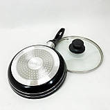 Сковорода з кришкою та антипригарним покриттям UNIQUE UN-5162 20 см, Сковорода фірмова для приготування, фото 4